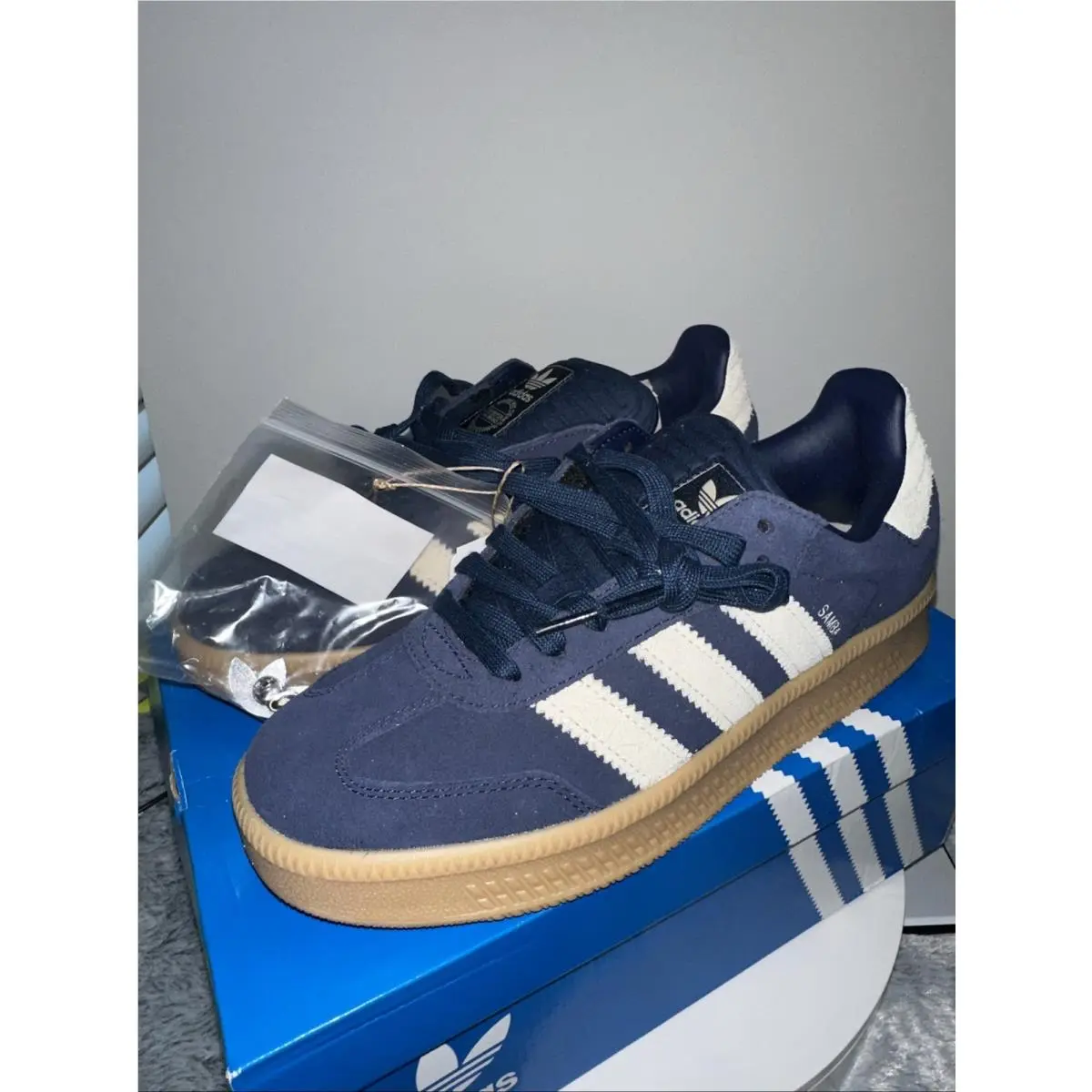 Adidas Mens` Originals Samba Xlg Shoes - Night Indigo/gum/warm Vanilla Size 9.5