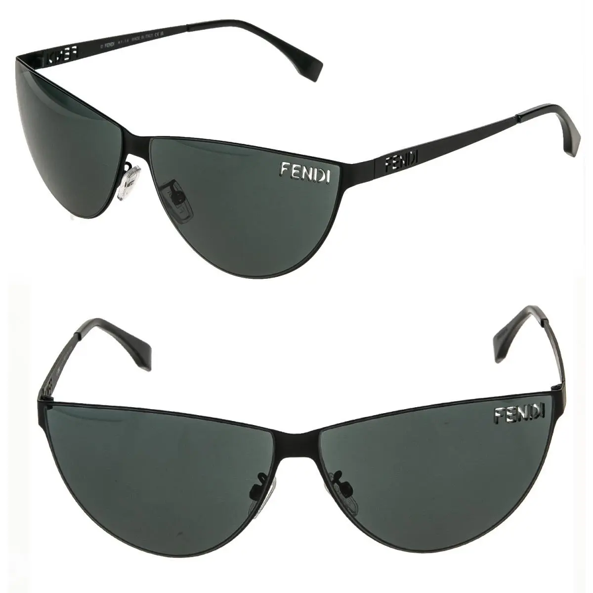 Cut Out 40138 Matte Black Metal Logo Unisex Wrap Mask Sunglasses FE40138U by Fendi