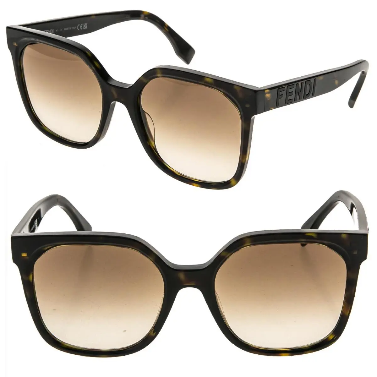 Fendi Lettering 40007 Brown Havana Fashion Sunglasses Oversized FE40007I 52F