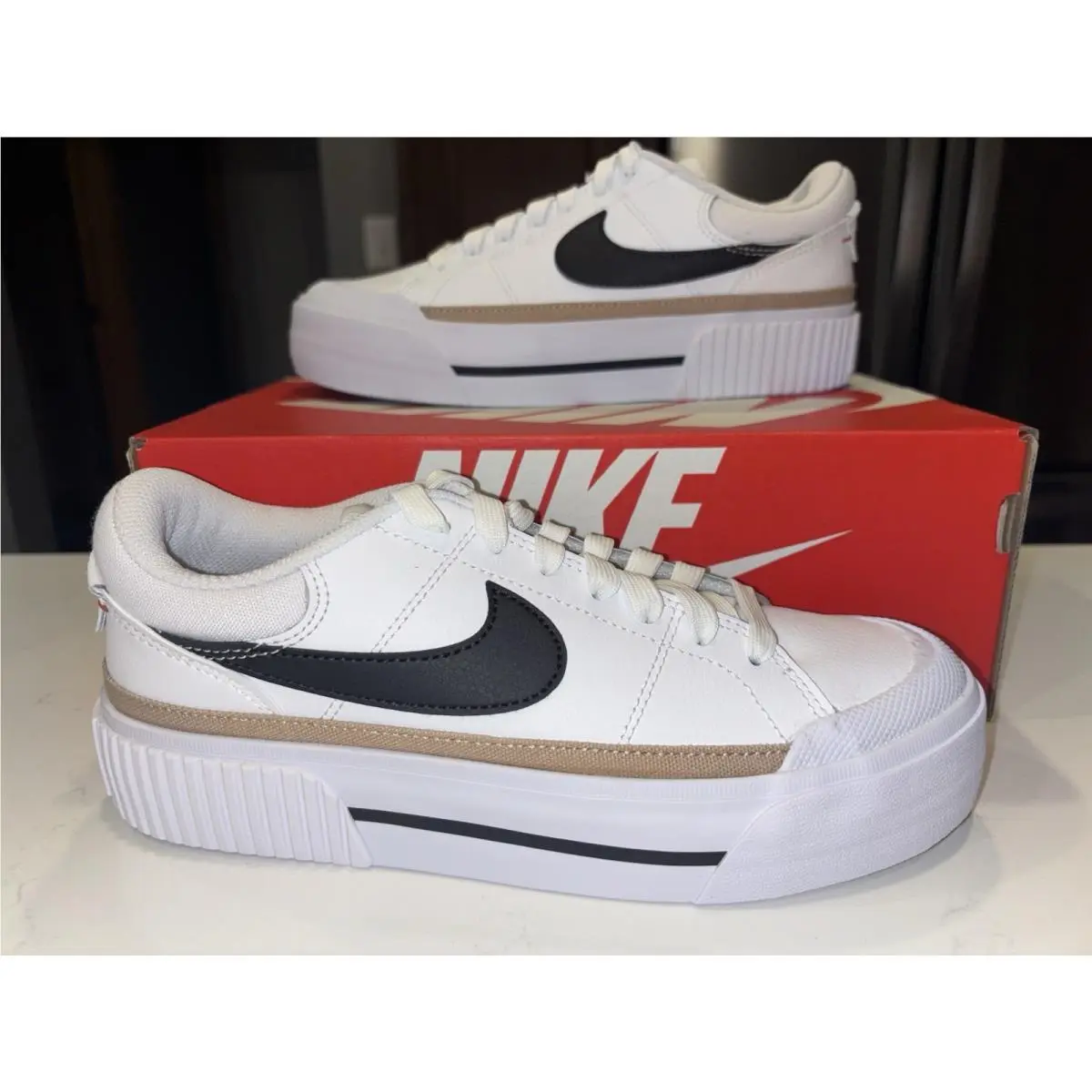 Women`s Nike Court Legacy Lift White Hemp Shoes - DM7590 100- Size 10.5 -new - White