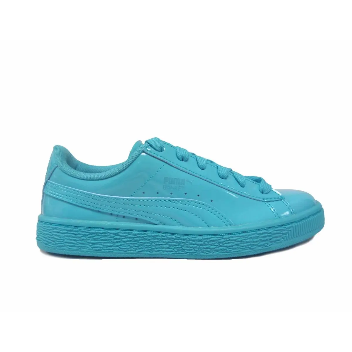 Kids` Basket Classic Patent Monochrome Junior Shoes Blue Atoll 362246-06 a by Puma