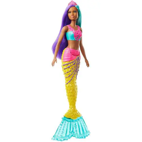 Barbie Dreamtopia Mermaid Doll Choose Rainbow Sparkle Lights Color Magic More Teal and Purple Hair Yellow Tail GJK10