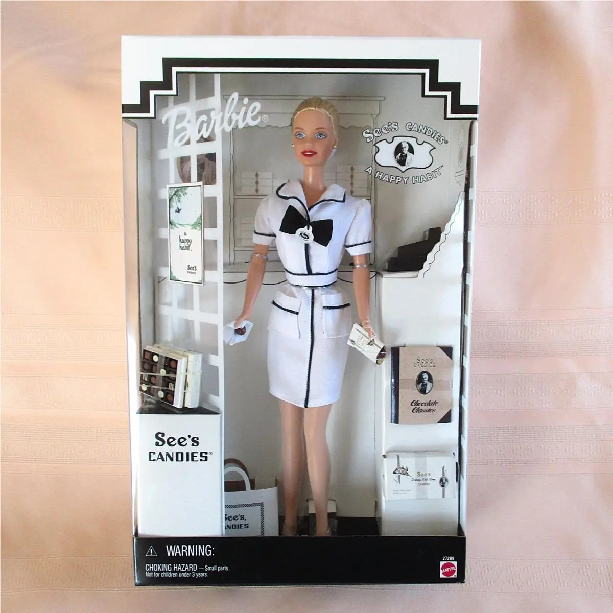 Barbie Doll`s First Job See`s Candies Salesperson 1999 Happy Habit 27289 Nrfb