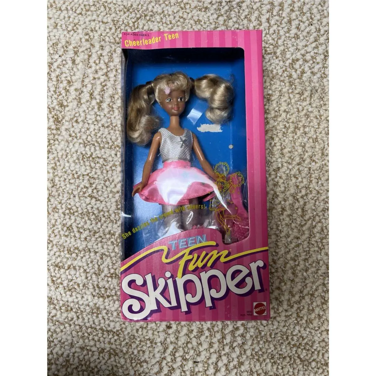 Vintage 1987 Mattel 5893 7058Teen Fun Cheerleader Skipper Doll with Brown Eye