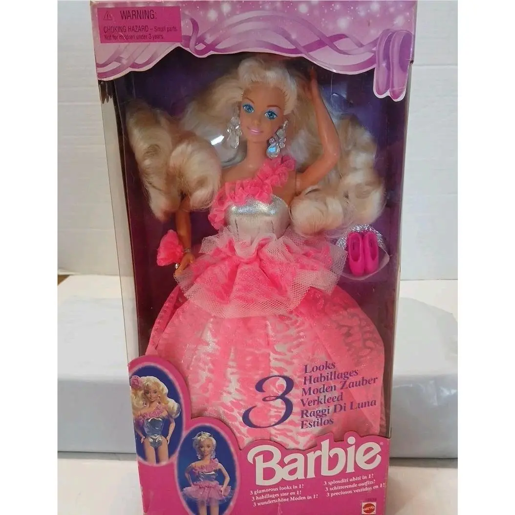 Vtg Barbie 3 Looks Barbie 3 Outfits in One 12339 Mattel 1994 Never Out Of Box