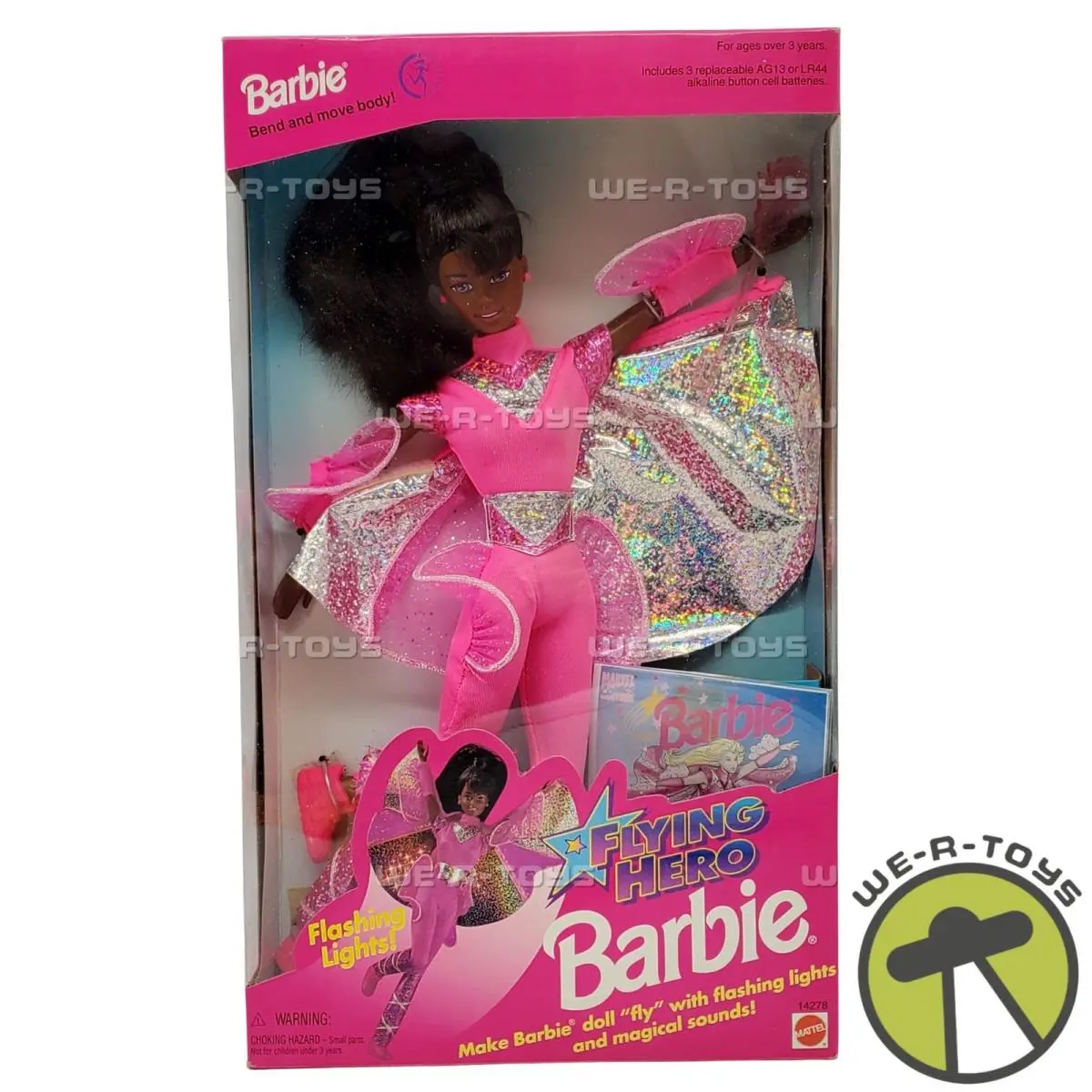 Flying Hero Barbie African American Doll with Lights Sounds 1995 Mattel 14278