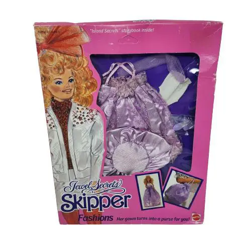 Vintage 1985 Mattel Barbie Jewel Secrets Skipper Fashions 1863 Box Gown / Purse