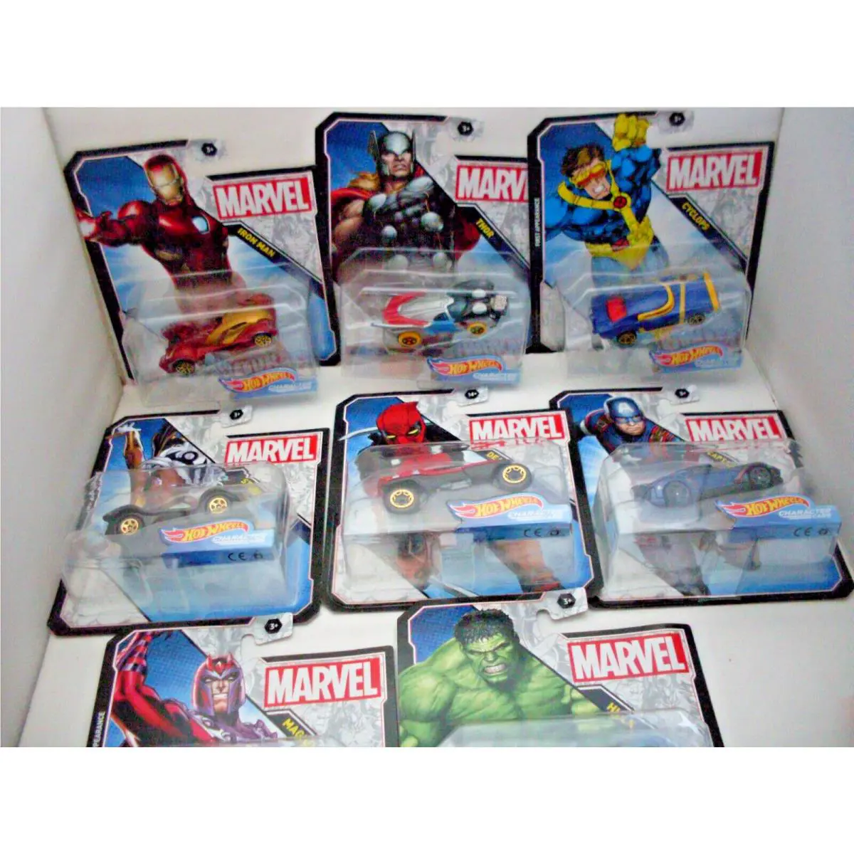Hot Wheels Marvel Character Cars Complete Set of 8