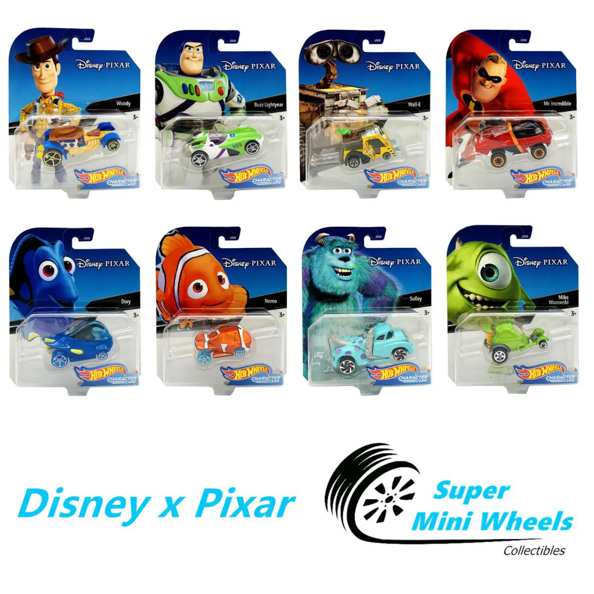 Hot Wheels 2020 Characters Cars J Case - Disney x Pixar - Set of 8 Cars