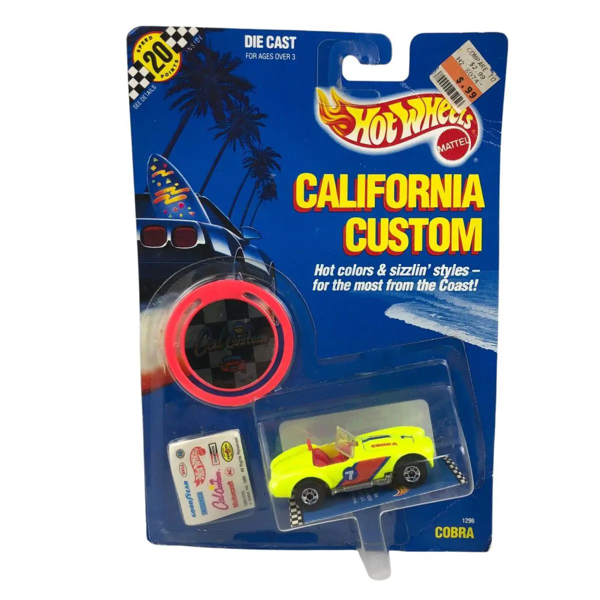 Hot Wheels Vintage California Custom Shelby Classic Cobra 427 S/c Yellow BW 1296
