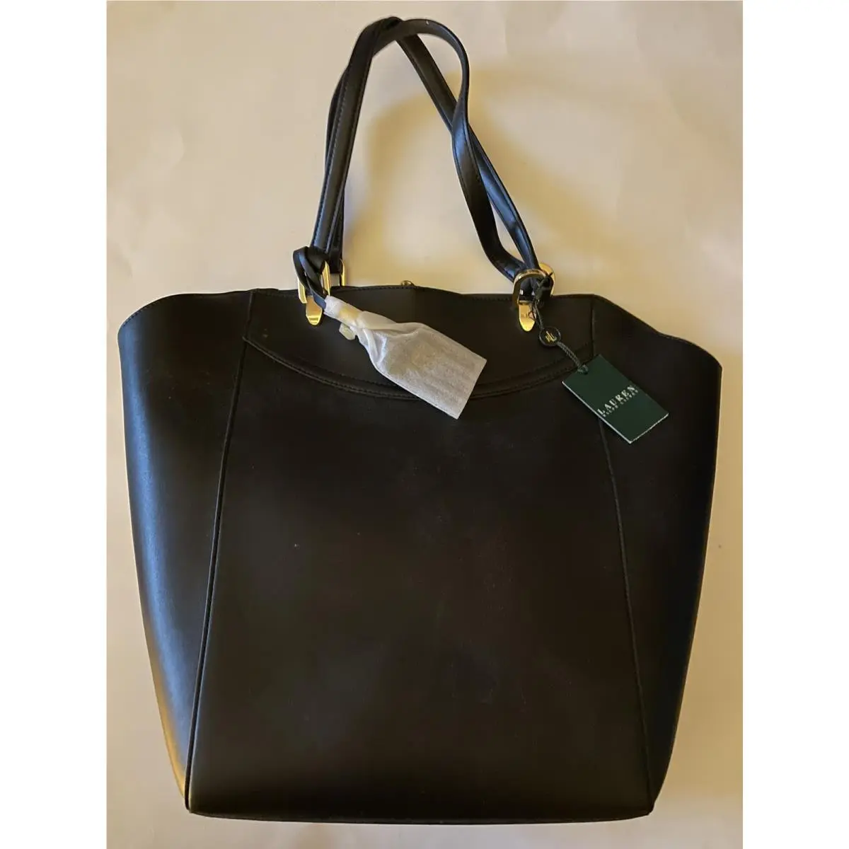 Ralph Lauren Leather Black Tote Bag H -14 “ W- 15”