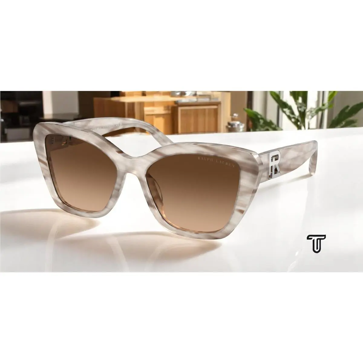 Ralph Lauren RL8216U 610574 Isabel Pink Oyster Taupe 55 mm Women`s Sunglasses