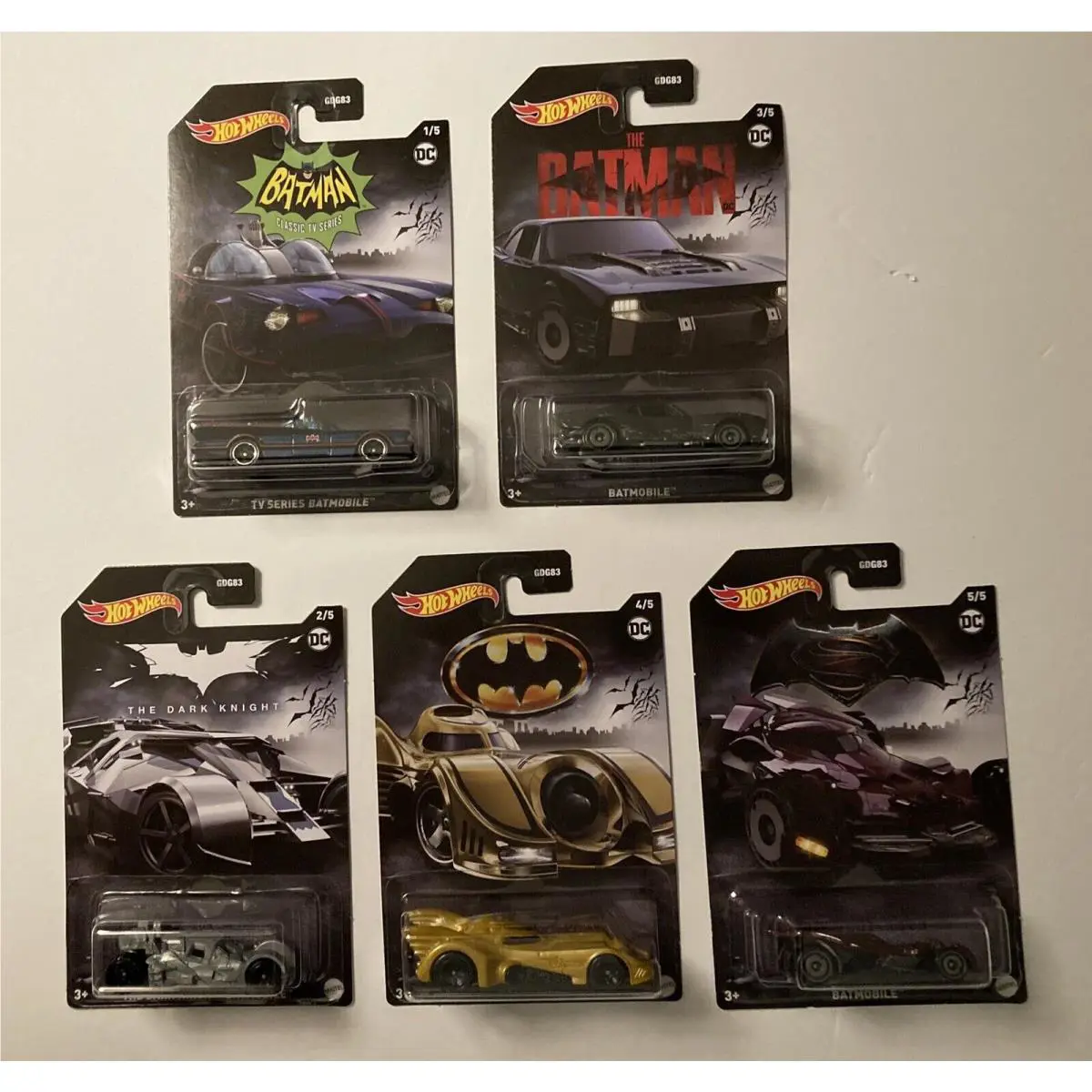 Batmobile Hot Wheels DC Batman Complete Set-5 Dark Knight TV Series Animated