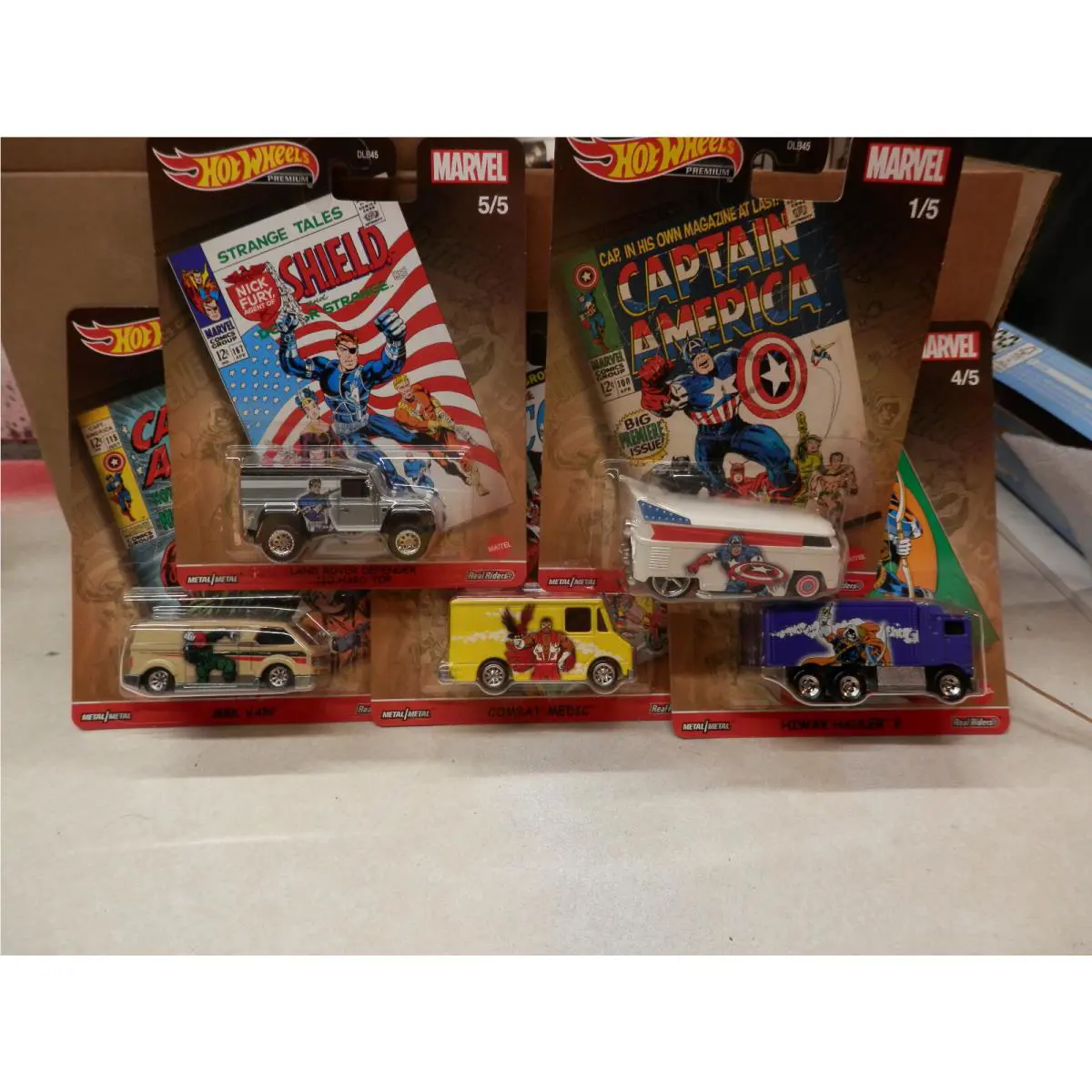 Hot Wheels 2021 Pop Culture Marvel Comics Cars Set of 5 n