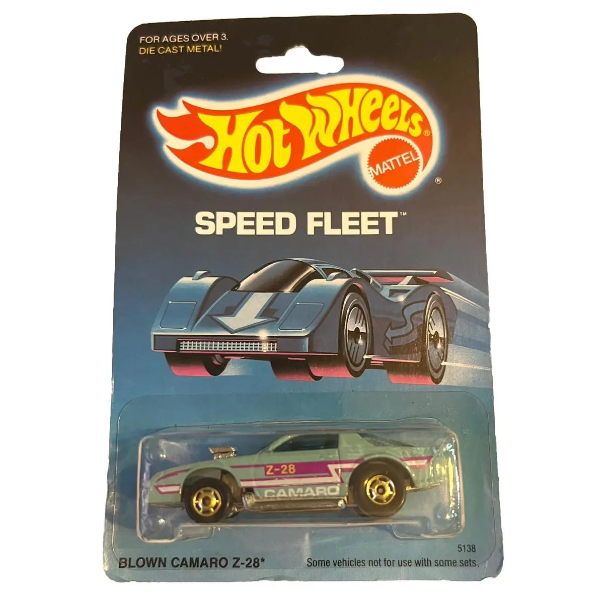 Vintage 1986 Hot Wheels Speed Fleet 58 Blown Camaro Z-28 Light Blue 5138 w Card