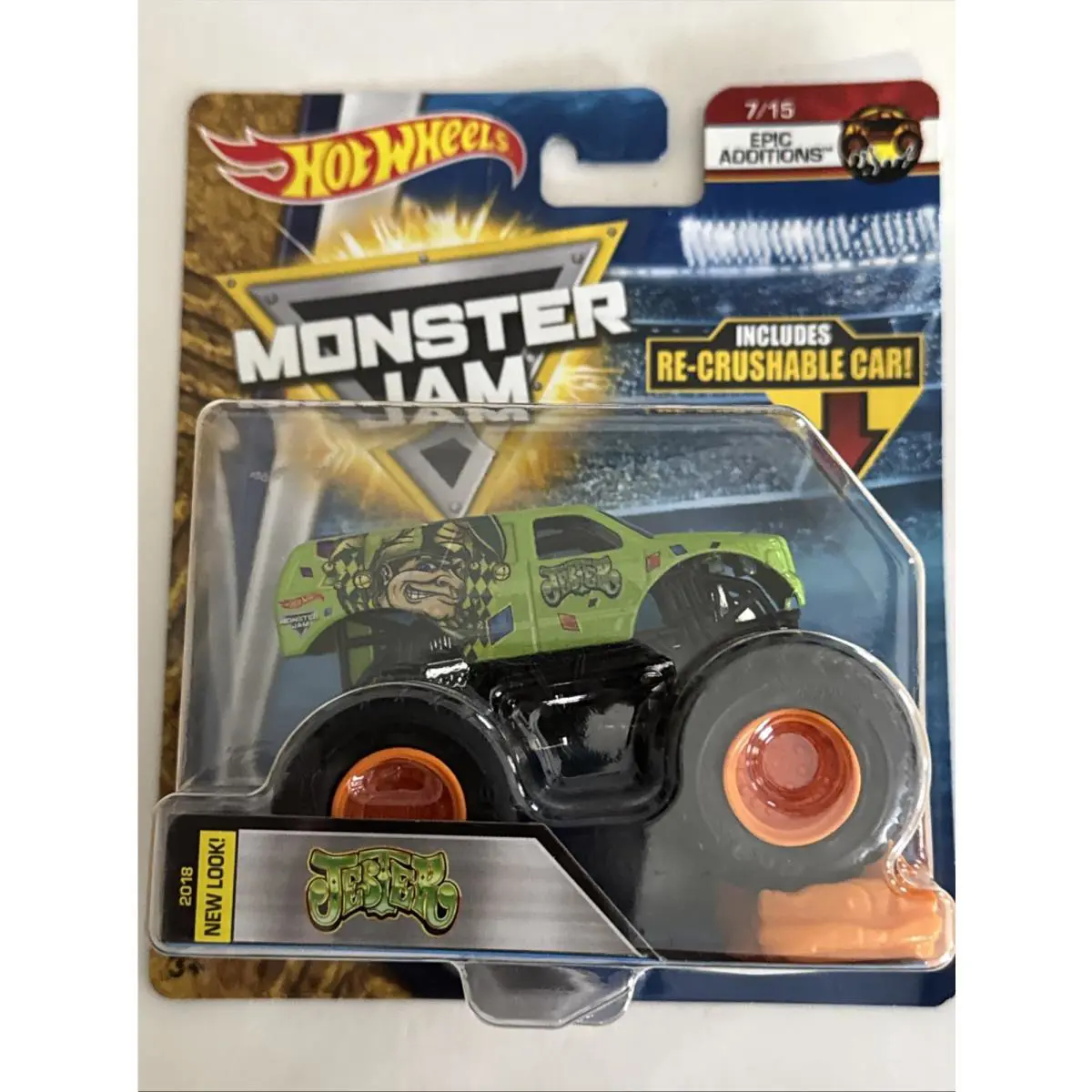 Jester Hot Wheels Monster Jam Truck 1:64 Epic Additions 7/15 Re-crushable Car
