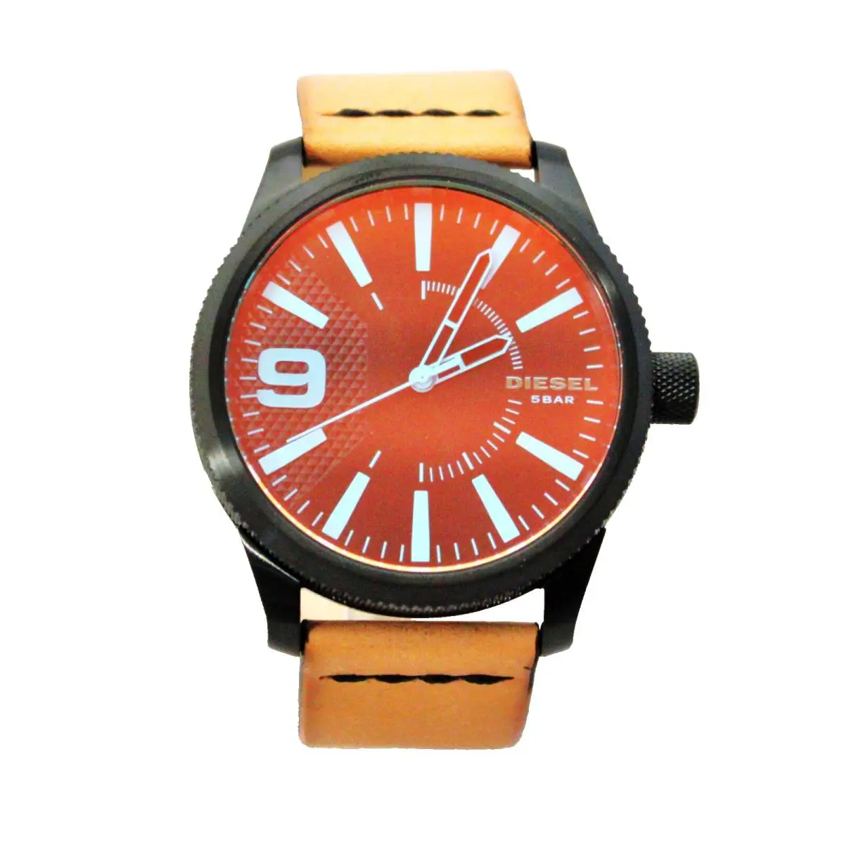 Diesel DZ1860 Rasp Shiny Dial Brown Leather Band Men Watch