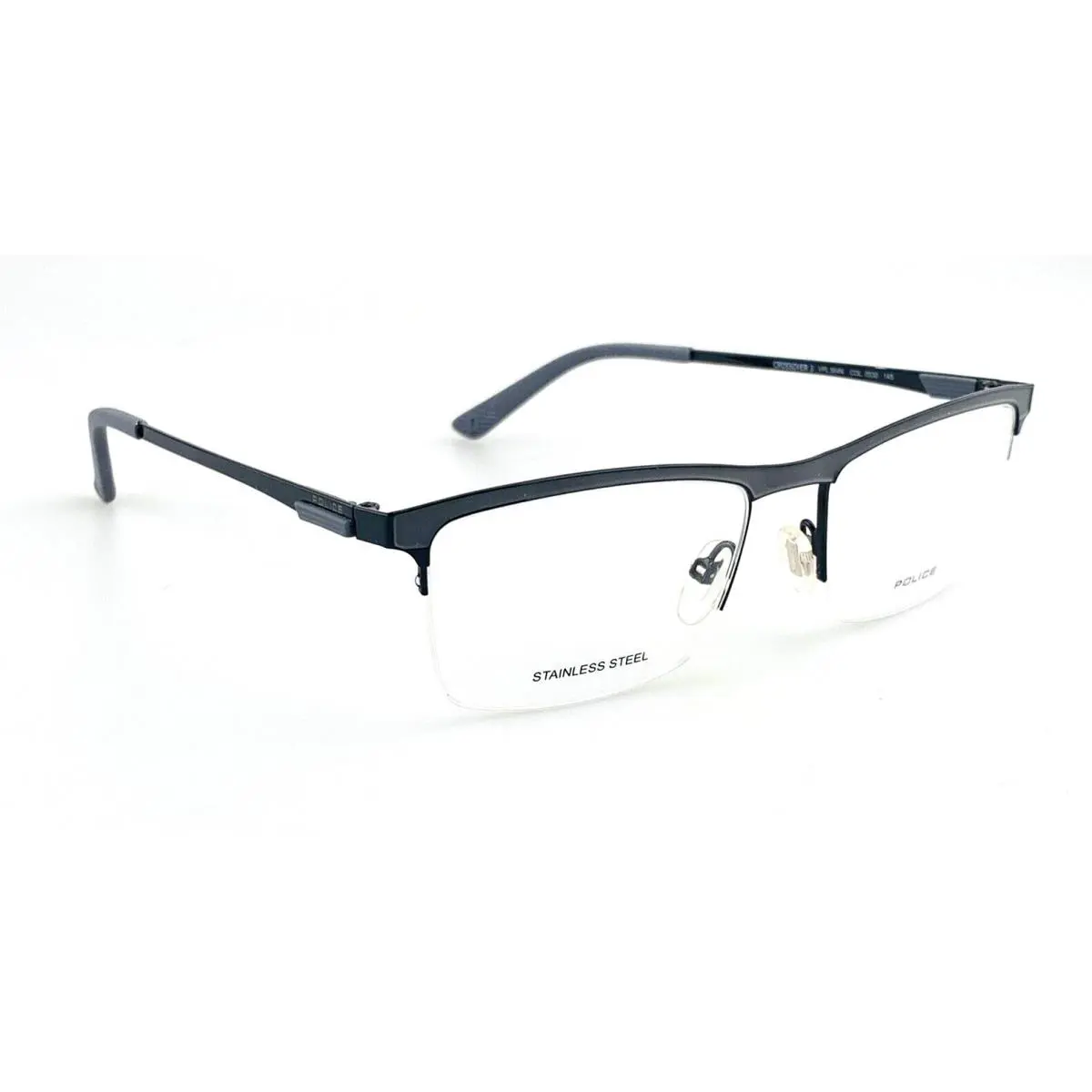 Police Eyeglasses Mod. Crossover 3 Stainless Steel Half Rim Black Gray
