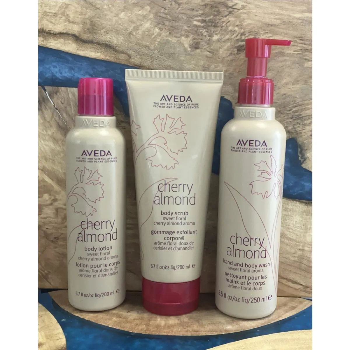 Aveda Cherry Almond Body Softening Trio - Body Scrub - Body Lotion Body Wash