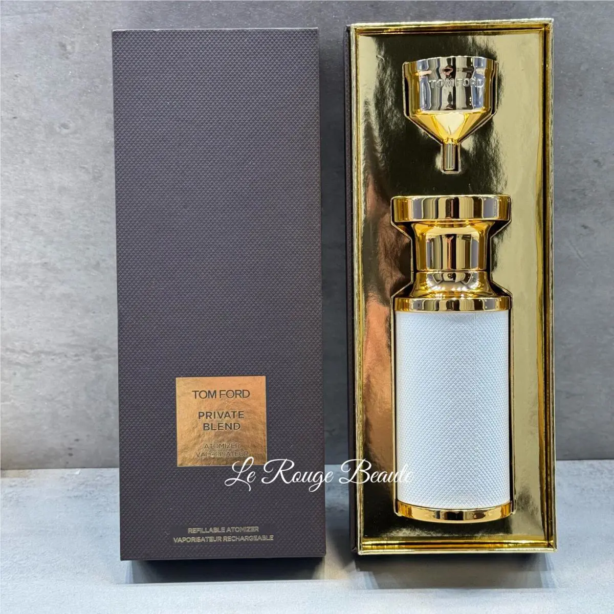 Tom Ford Private Blend Refillable Atomizer Case Empty Leather Bottle - White