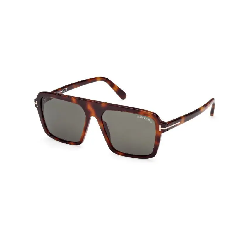 Tom Ford Vincent FT1176 53N Blonde Havana/green Oversize Square Men`s Sunglasses - Frame: Blonde Havana, Lens: Green