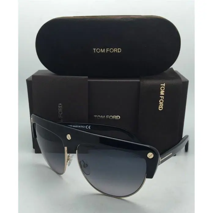 Tom Ford Sunglasses Liane TF 318 01B 62-14 Black Gold Frames w/ Grey Gradient