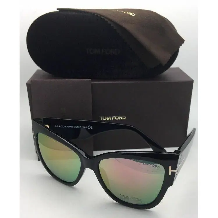 Tom Ford Sunglasses Anoushka TF 371 01Z 57-16 Black Frame W/grey+mirror Lens