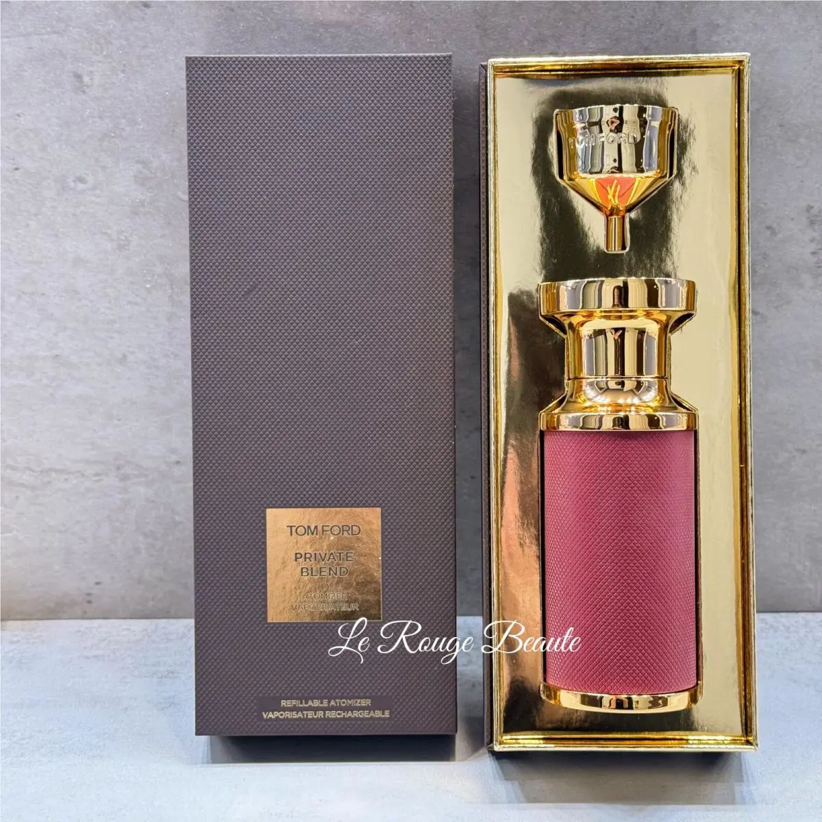 Tom Ford Private Blend Refillable Atomizer Case Empty Leather Bottle - Red