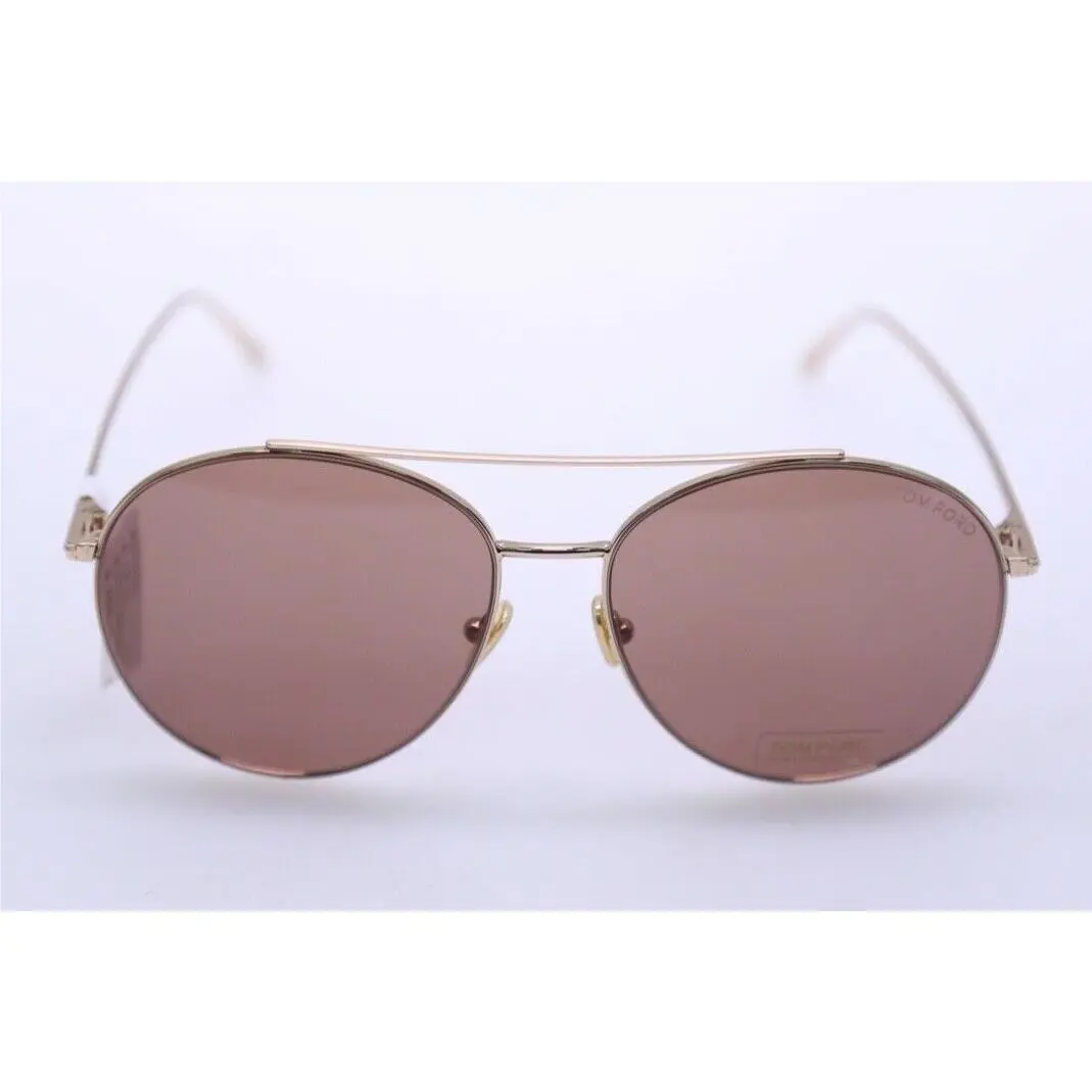 Tom Ford Cleo FT0757 28Y TF757 Shiny Rose Gold Sunglasses Pale Pink Lens 120