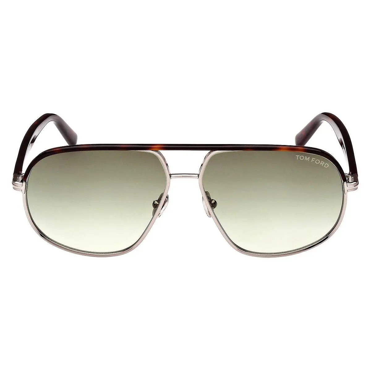 Tom Ford FT1019 Shiny Light Ruthenium/dark Havana/t Logo / Gradient Green