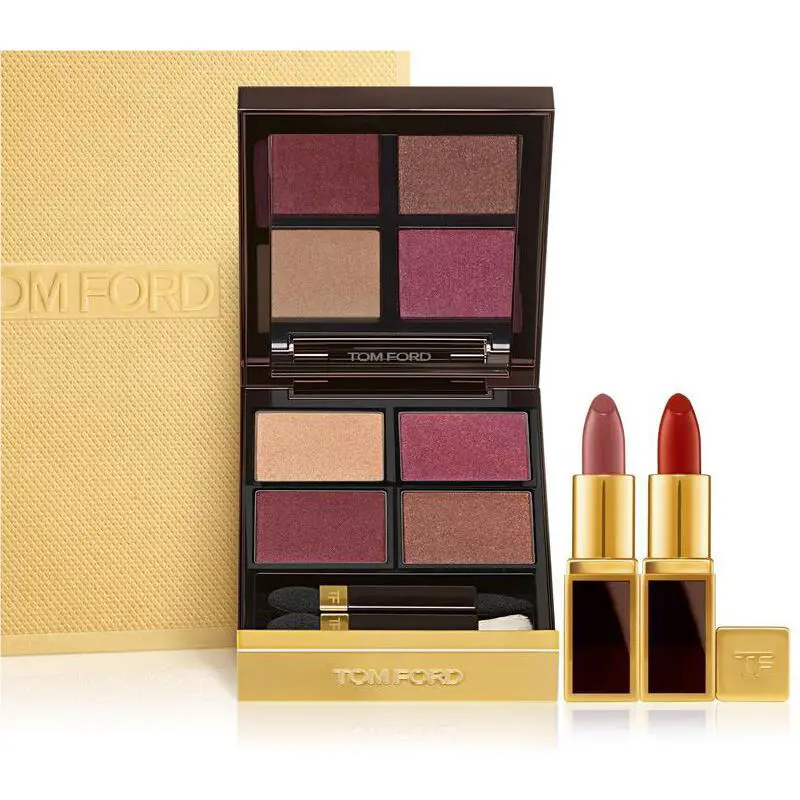 Tom Ford Eye Quad Lip 3 Piece Set Burnished Amber 06 Scarlet Rouge Casablanca BX - Amber