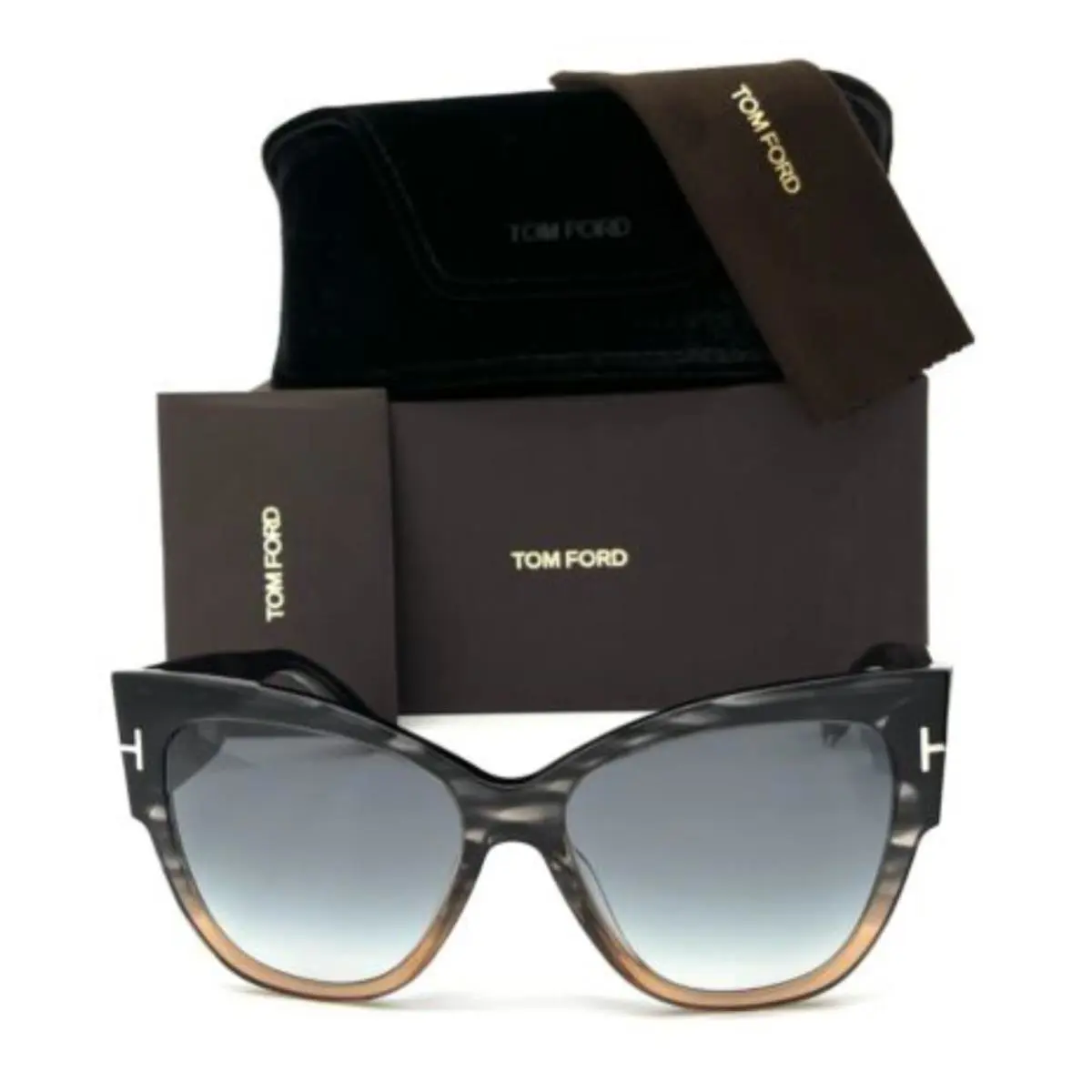 Tom Ford Sunglasses Anoushka TF 371 20B 57-16 Grey Brown Frames Fade Lenses