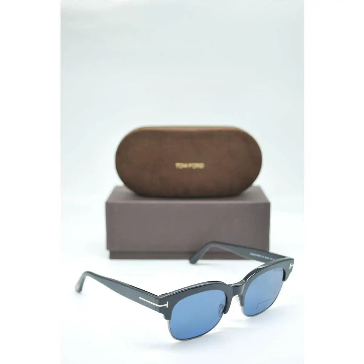 Tom Ford TF 597 01V Black Blue Frame Sunglasses 53-20