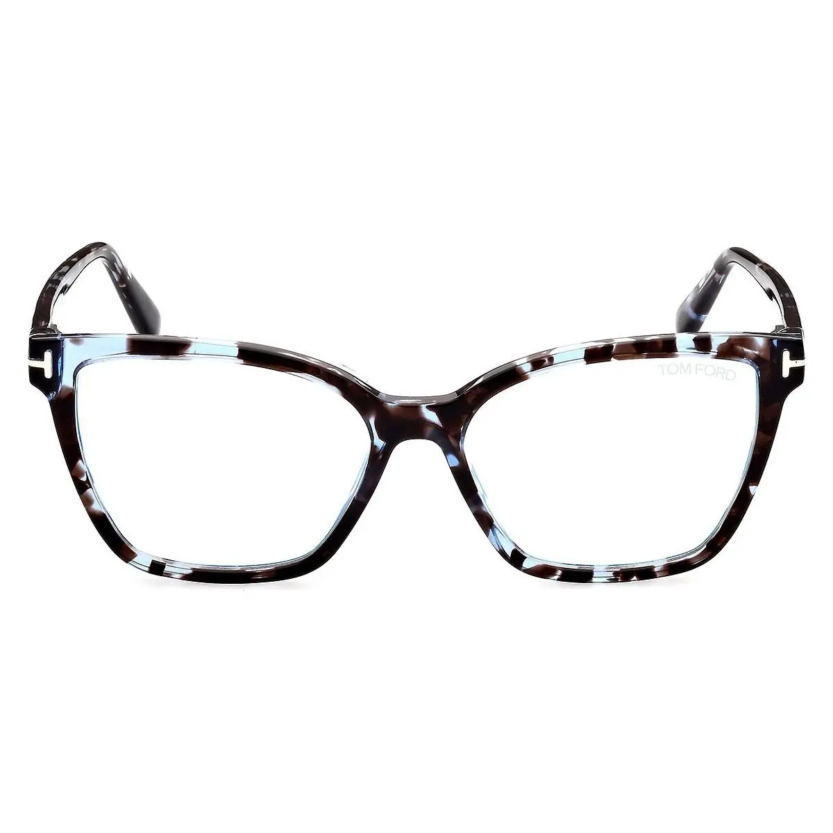 Tom Ford FT5812-B Eyeglasses Blue Havana/t Logo/blue Block 53