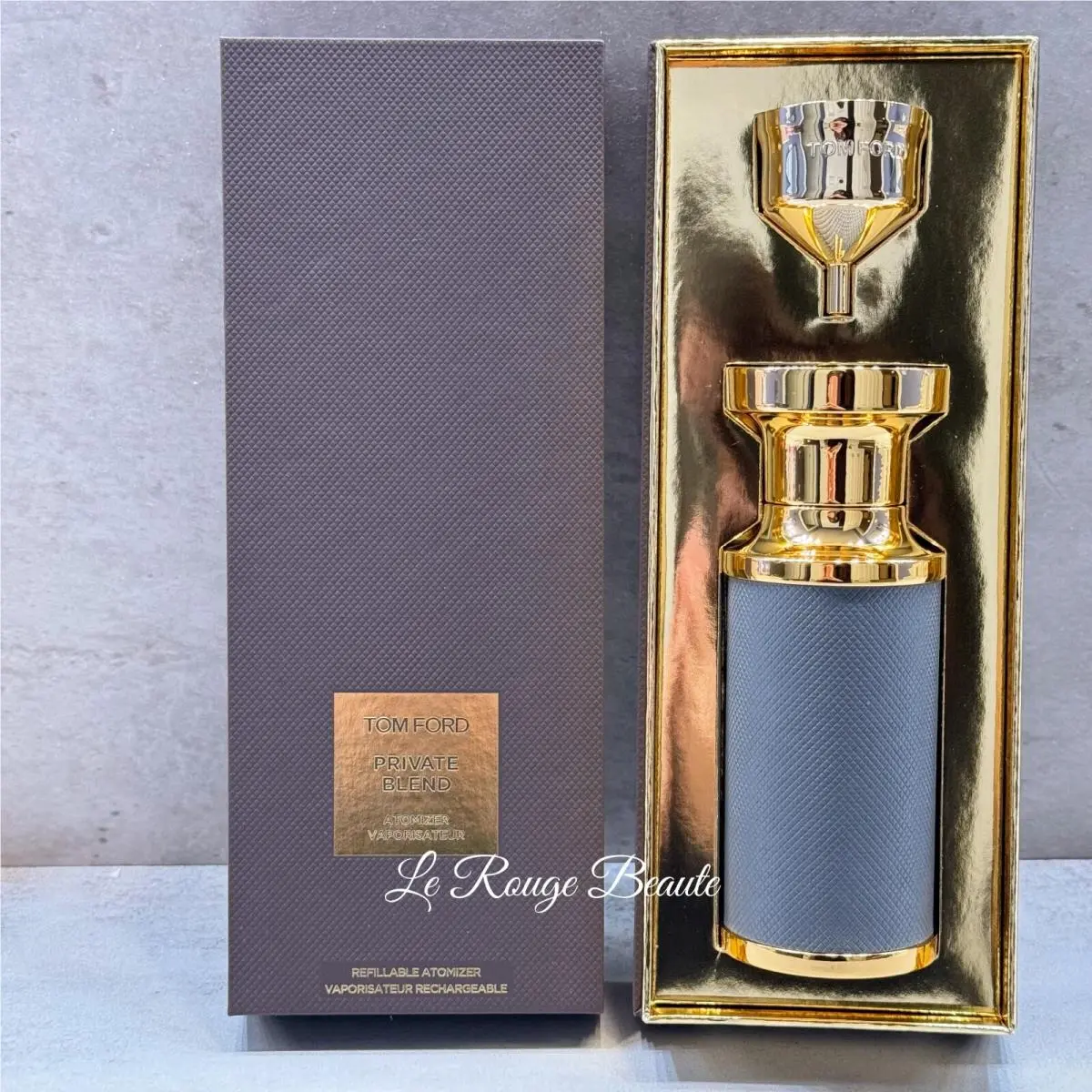 Tom Ford Private Blend Refillable Atomizer Case Empty Leather Bottle - Grey
