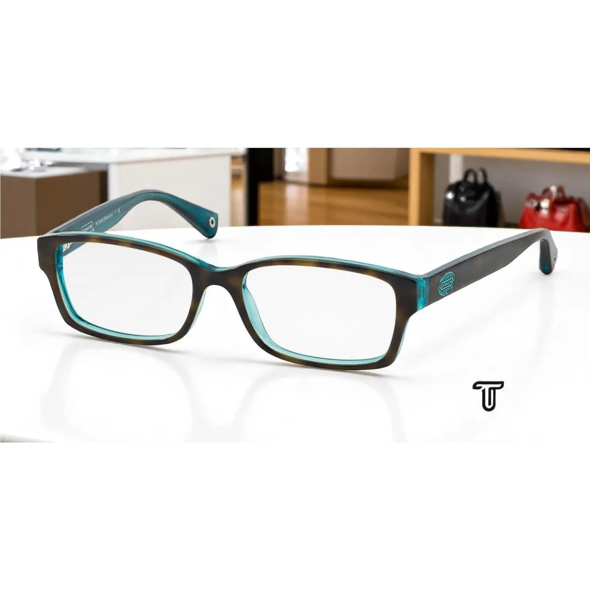 Coach HC6040 5116 Dark Tortoise Teal Demo Lens 52 mm Women`s Eyeglasses