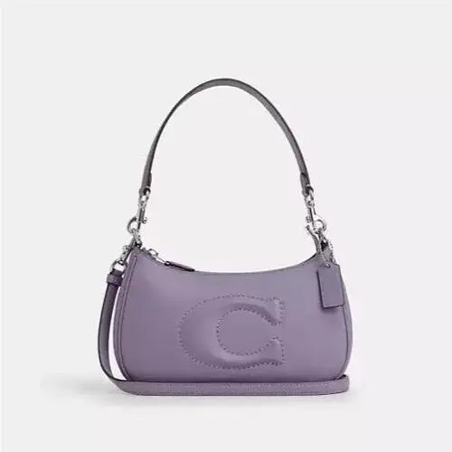 Coach Women`s Silver/light Violet Teri Smooth Leather Shoulder Bag CR099