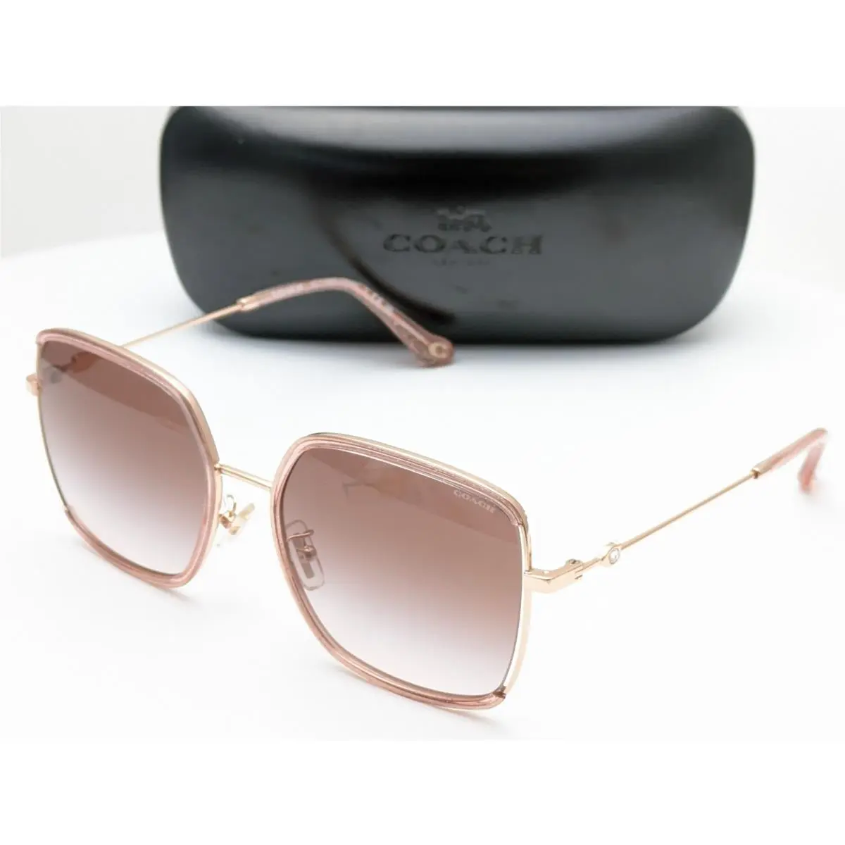 Coach Sunglasses HC7139BD 940213 Rose Pink Glitter w/ Pink Gradient Lens 58mm