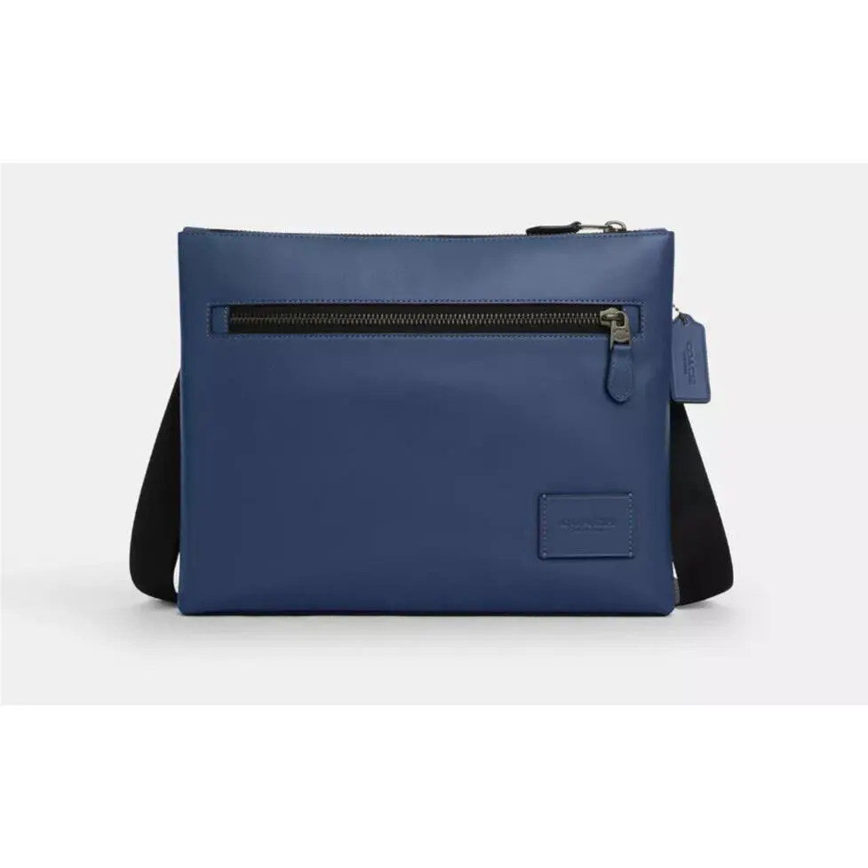 Coach Men`s Deep Navy Carrier Zip Smooth Calf Leather Crossbody Bag CW449