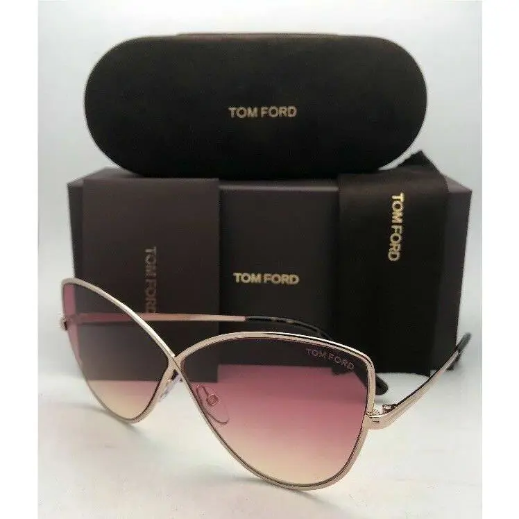 Tom Ford Sunglasses ELISE-02 TF 569 28T 65-5 Gold Cat Eye W/violet Pink Fade