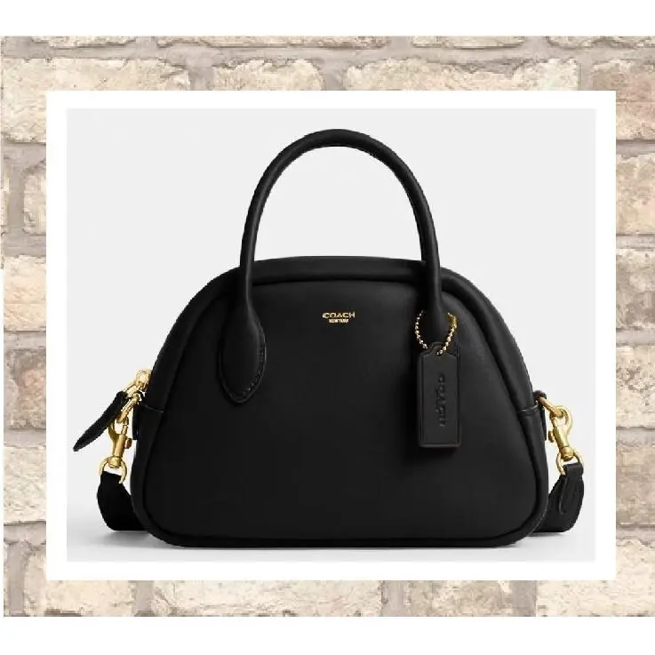Coach Borough Bowling Satchel Bag CU863 In Black Glovetanned Leather Brass