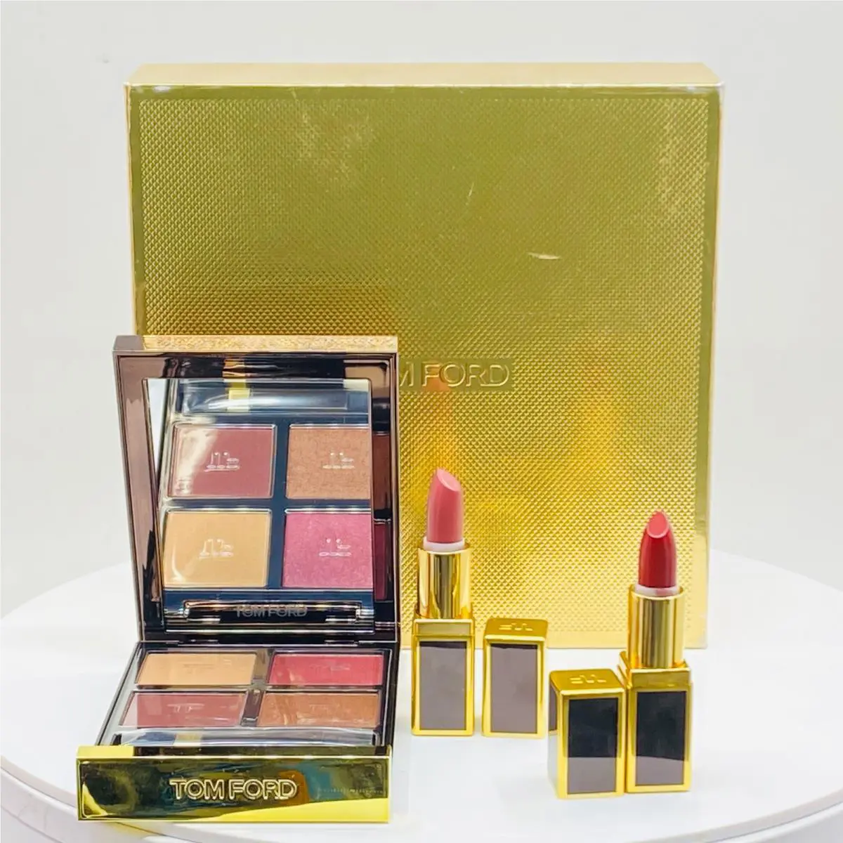 Tom Ford Eye Quad Lip Color Set Burnished Amber / Casablanca / Scarlet Rouge