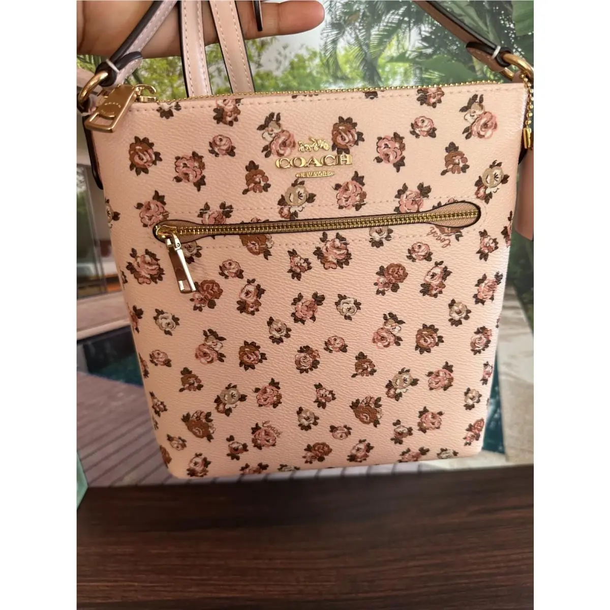 Women`s Mini Rowan File Bag Blush Multi CAB05 Rose Print by Coach