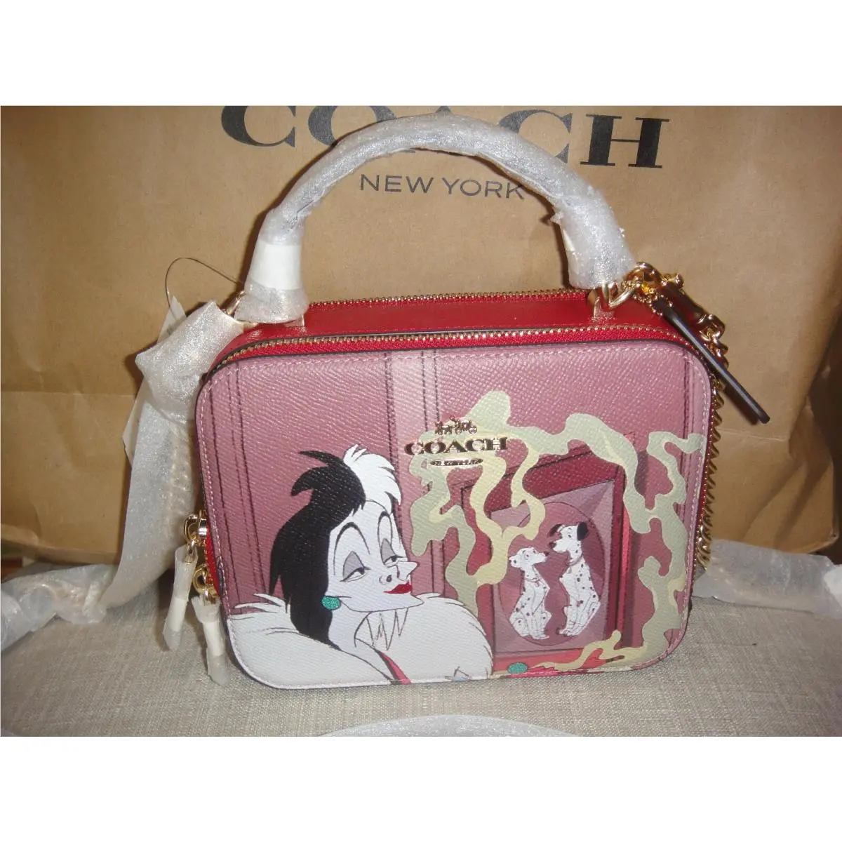 Coach Disney Cruela Box Apple Multi Crossbody BAG.$398.00.MSRP 100%Authentic