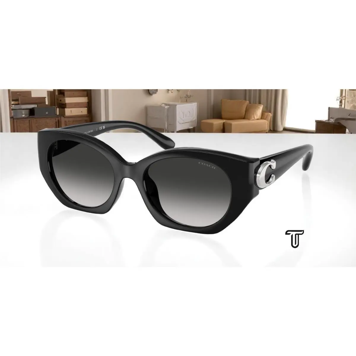 Coach HC8407U 50023C Cw194 Black Grey Gradient 52 mm Women`s Sunglasses