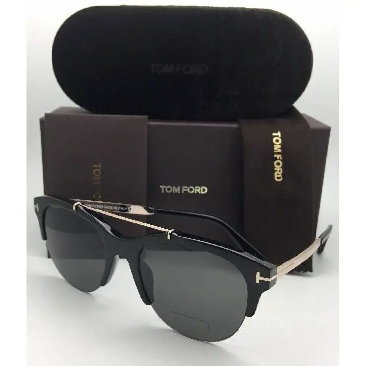 Tom Ford Sunglasses Adrenne TF 517 01A 55-19 140 Black Gold Frame w/ Smoke