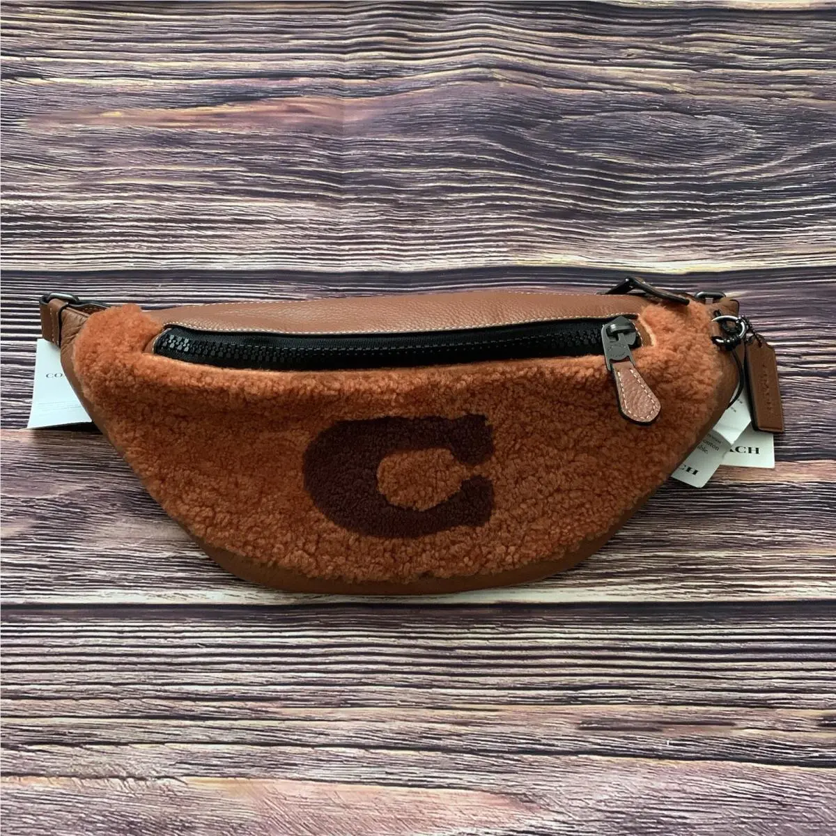 Coach Warren Belt Fanny Bag Shearling CE438 Brown Ginger —