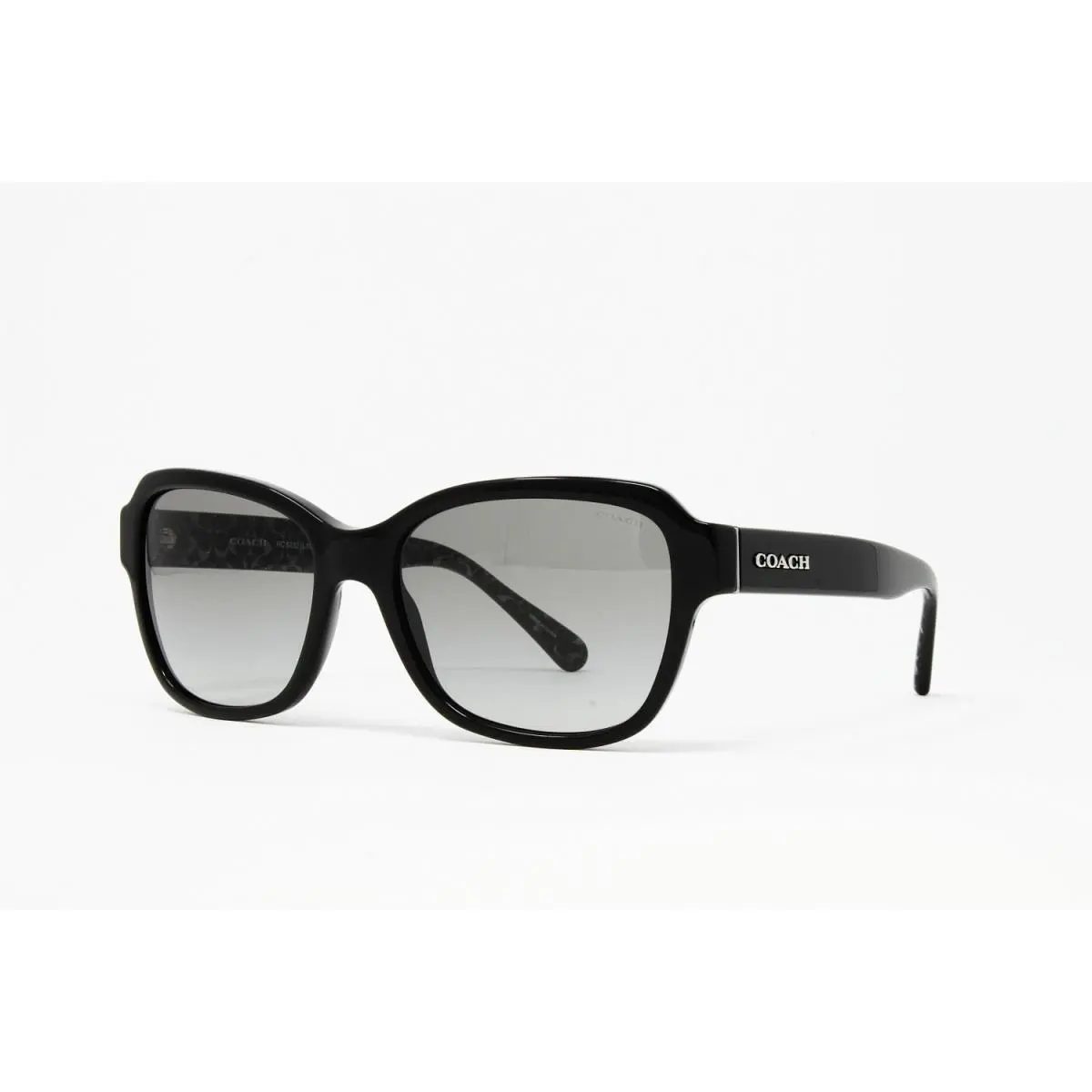 Coach Women`s Sunglasses Black Frame Grey Gradient Lens 56mm with Case
