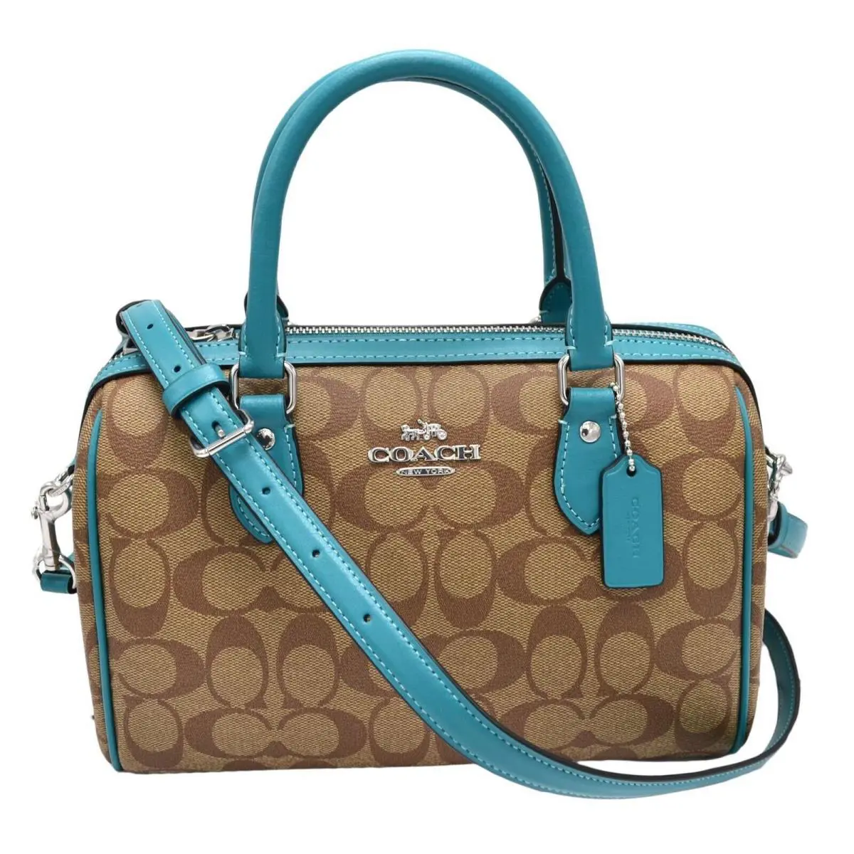 Women`s Rowan Satchel Purse Signature Canvas Crossbody Handbag Logo by Coach