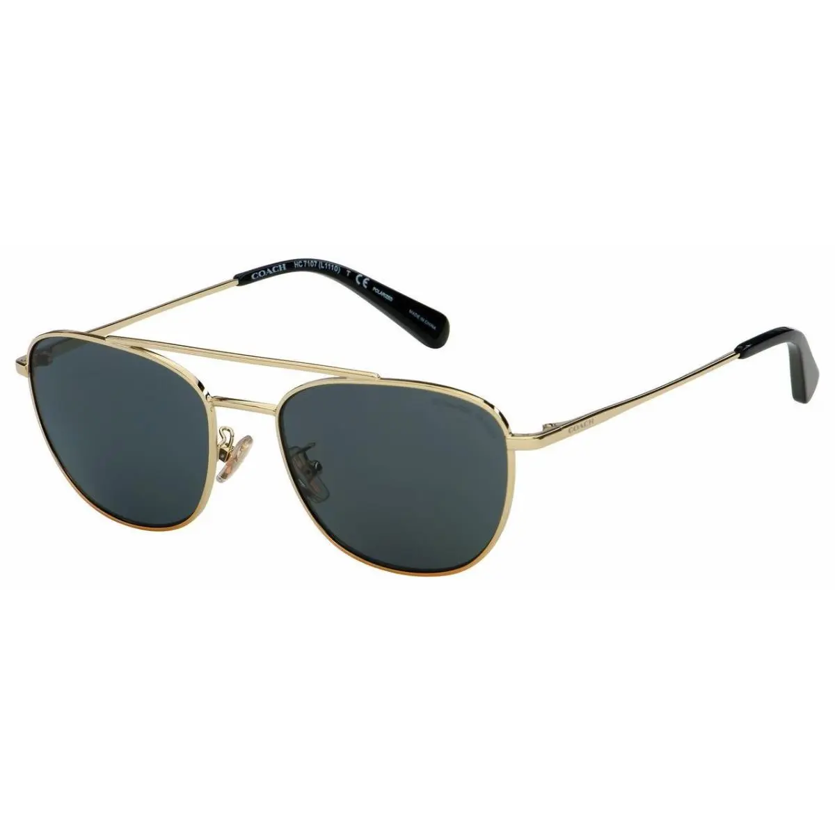 Coach HC7107 9005T3 Light Gold Rectangle Women`s 55 mm Polarized Sunglasses
